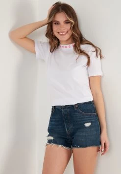 LELA Crew Neck- T-Shirt Print - White Neon Fuchsia -LELA df6999b81fd946ad8c6791202b5b7275