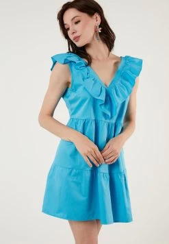 LELA Regular Fit - Jurk - Turquoise -LELA e04e8385034841be8f852a8b4275fc6b