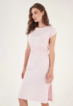 LELA Short Sleeve Midi - Jurk - Light Pink -LELA e4f808552dc34056a433657af6316163