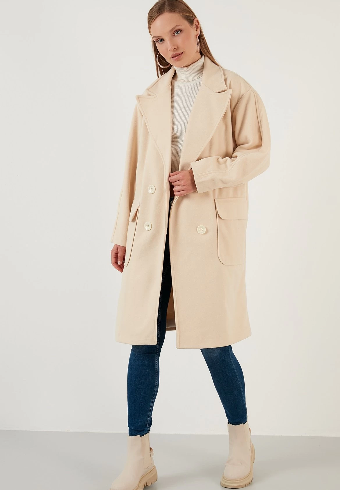 LELA Loose Fit - Mantel - Stone 2 LELA Loose Fit - Mantel - Stone - Afbeelding 2