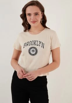 LELA T-Shirt Print - Stone -LELA e841ae27c4cb4ddc8b25bade175ffd74