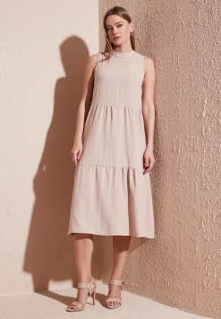 LELA Regular Fit - Jurk - Stone -LELA e88d8194bc6f4aa8a83445cc38dc0e23