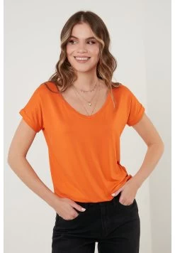 LELA V Neck- T-Shirt Basic - Orange Color -LELA f011beb405f44c75b1afd1623a8a539b