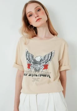 LELA Loose Fit - T-Shirt Print - Stone Colored